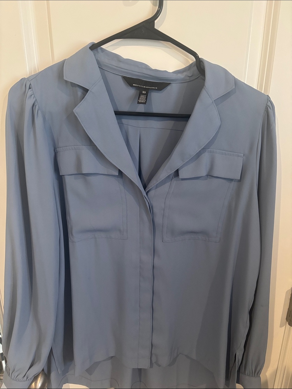 White House Black Market Light Blue Button-Front Blouse